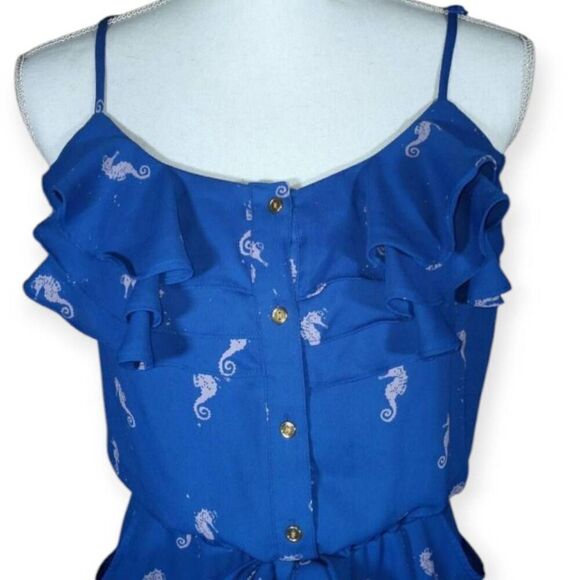 L' AMOUR NANETTE LEPORE SEAHORSE PRINT ROMPER SZ.L EUC. - Picture 3 of 9
